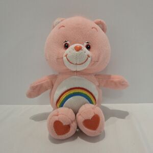 Care Bears Cheer Bear Rainbow Plush Toy 10 inches Pink Vintage 2002